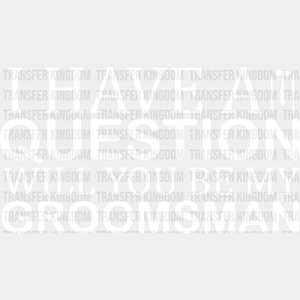 I Have A Question Will You Be My Groomsman - Bachelor Iron On Dtf Transfer Unisex S & M (10’’)
