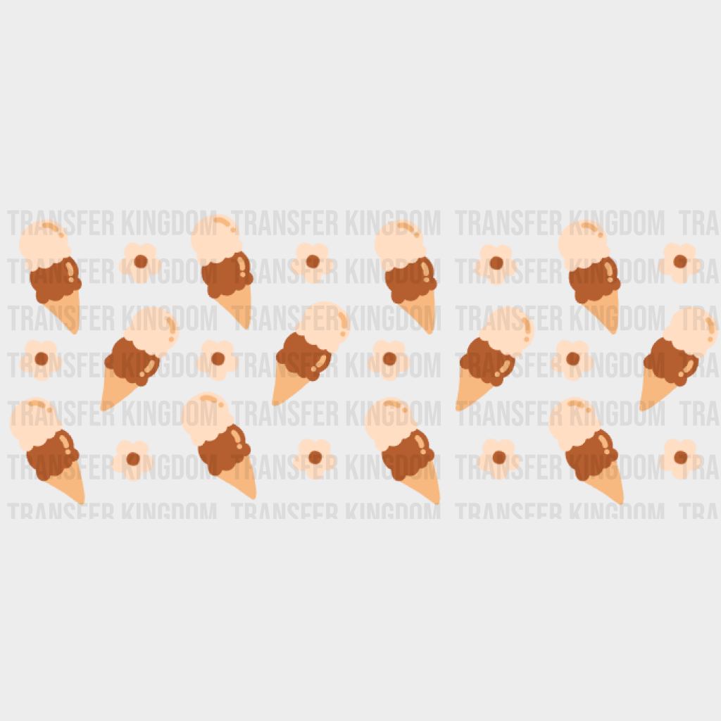 Ice Cream And Flowers Uv Dtf Transfer Cup Wrap Sticker