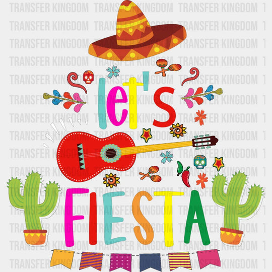 Let’s Fiesta Guitar Hat Cactuses - Cinco De Mayo DTF Transfer