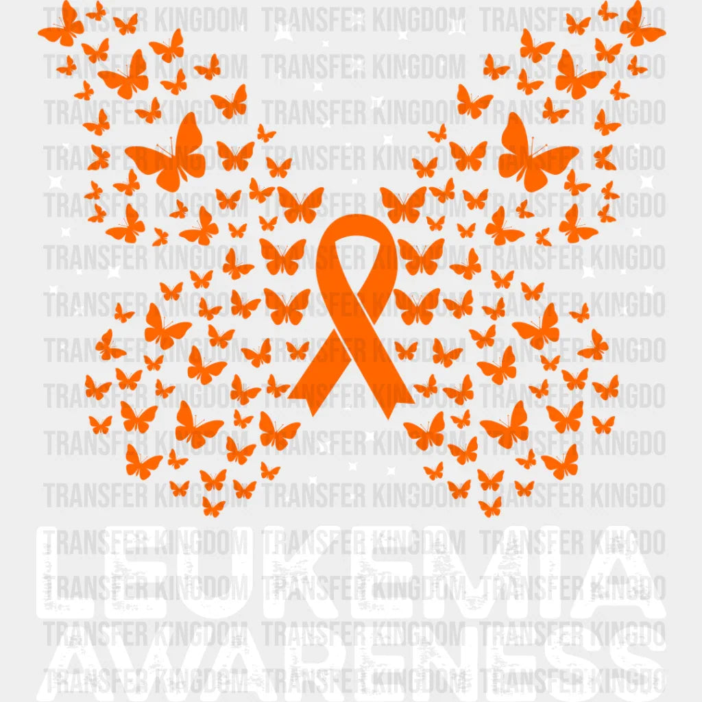 Leukemia Awareness Butterfly Design - Dtf Heat Transfer Unisex S & M (10’’) / Light Color See