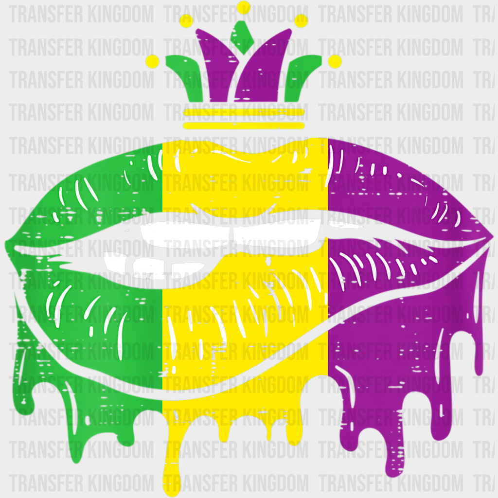 Lips Mardi Gras Design- Dtf Heat Transfer