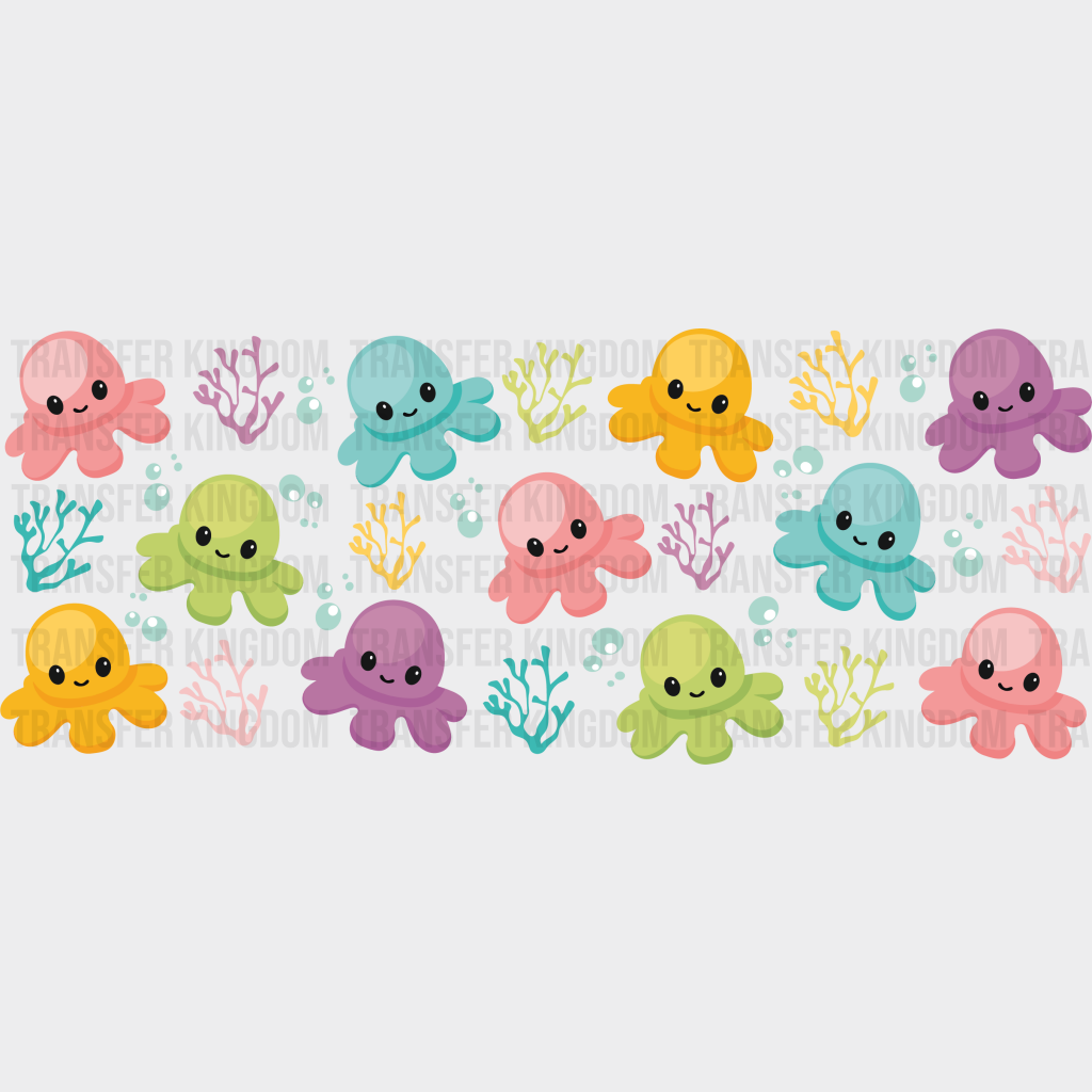 Little Octopus Uv Dtf Transfer Cup Wrap Sticker