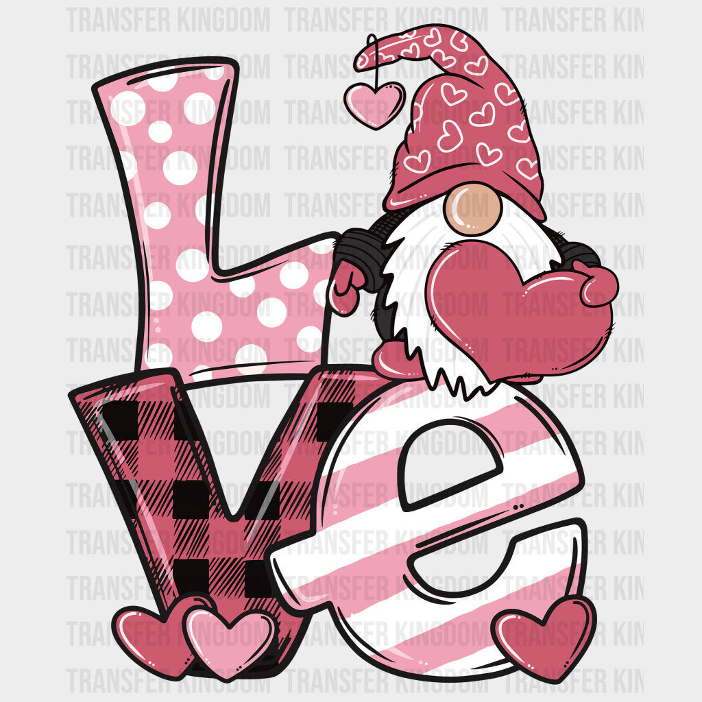 Love Gnome Valentines Day Design - Dtf Heat Transfer