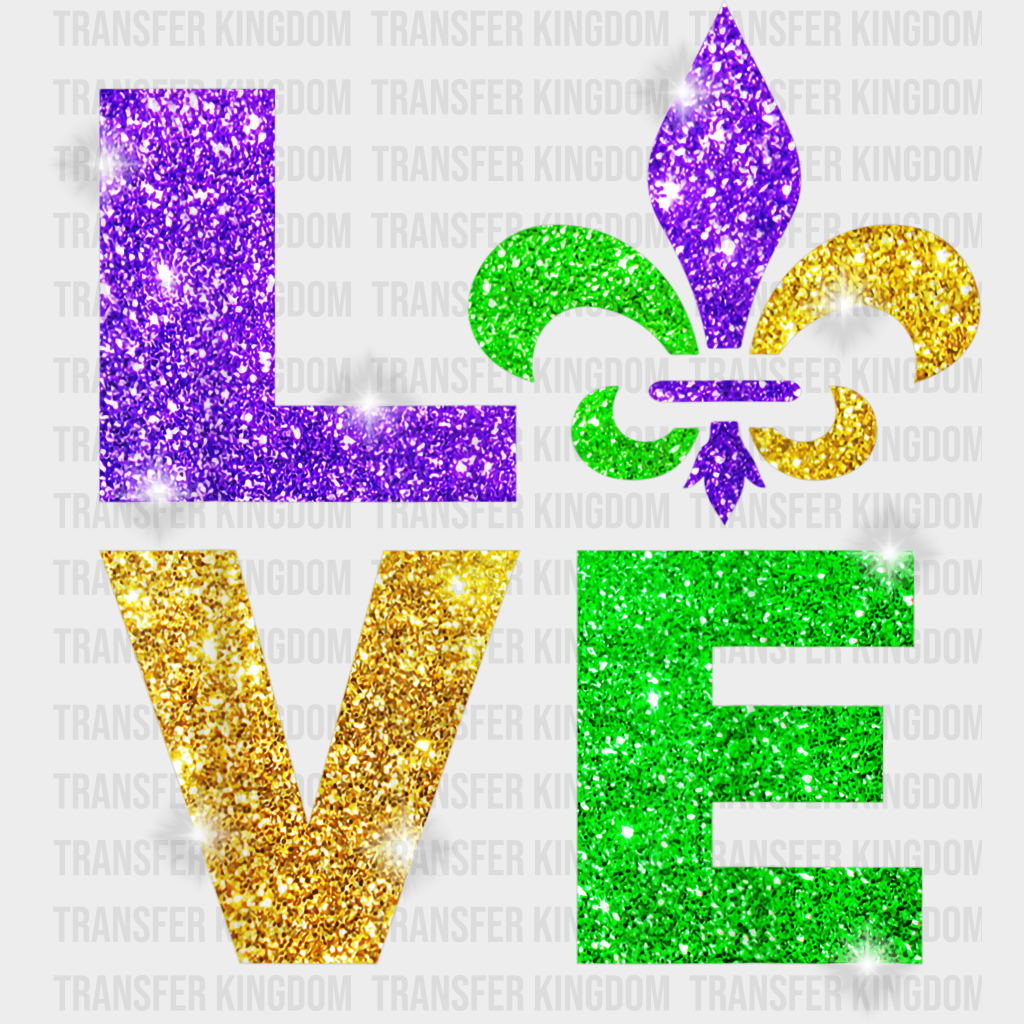 Love Mardi Gras Design- Dtf Heat Transfer