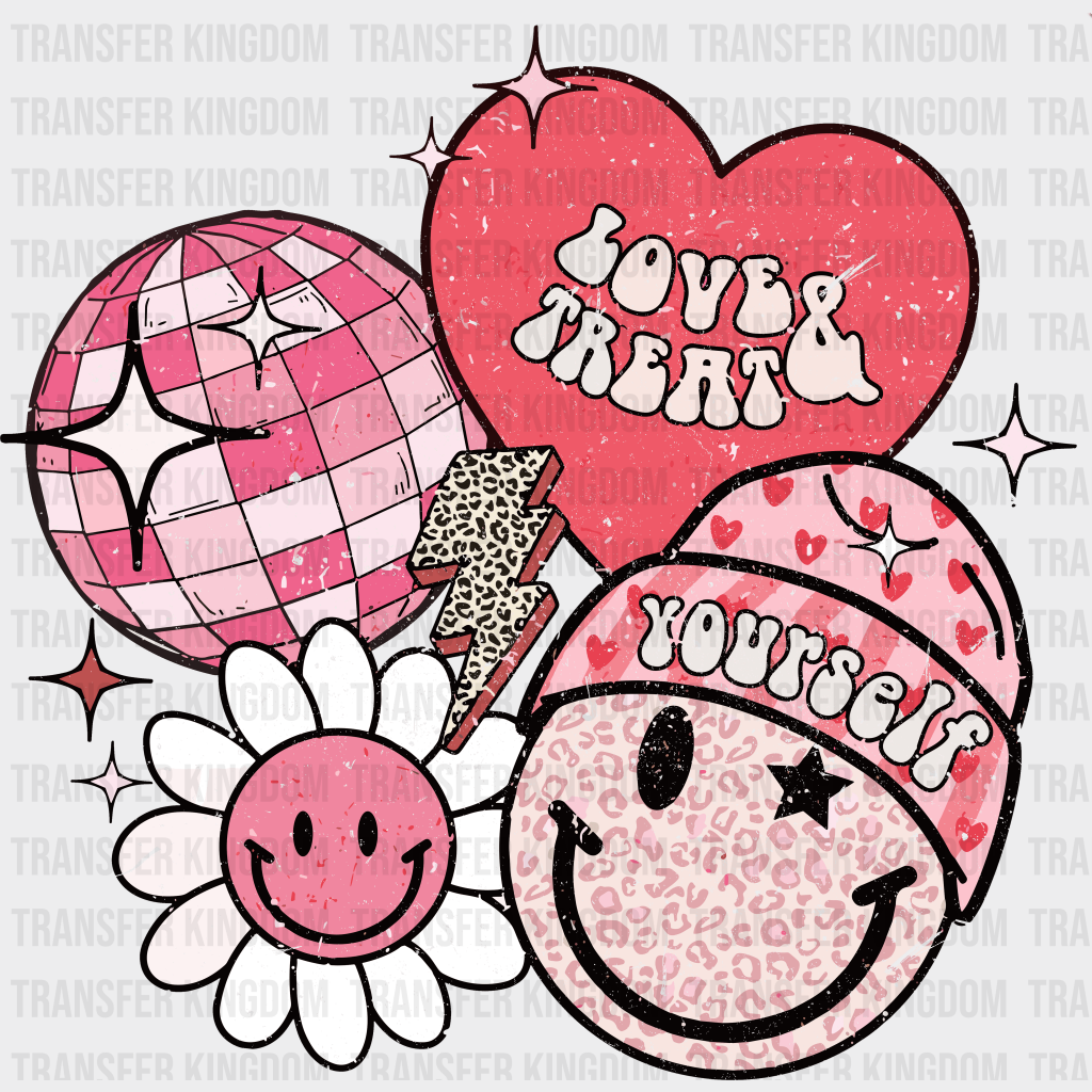Love & Treat Yourself Valentines Day Design - Dtf Heat Transfer