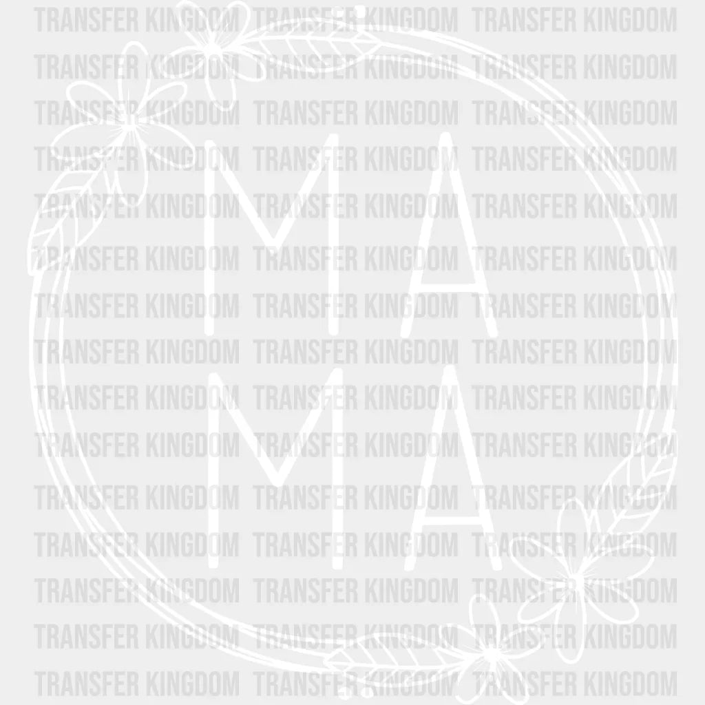 Mama Wreath Floral - Mothers Day Funny Mom Pregnancy Announcement Design Dtf Heat Transfer Unisex S