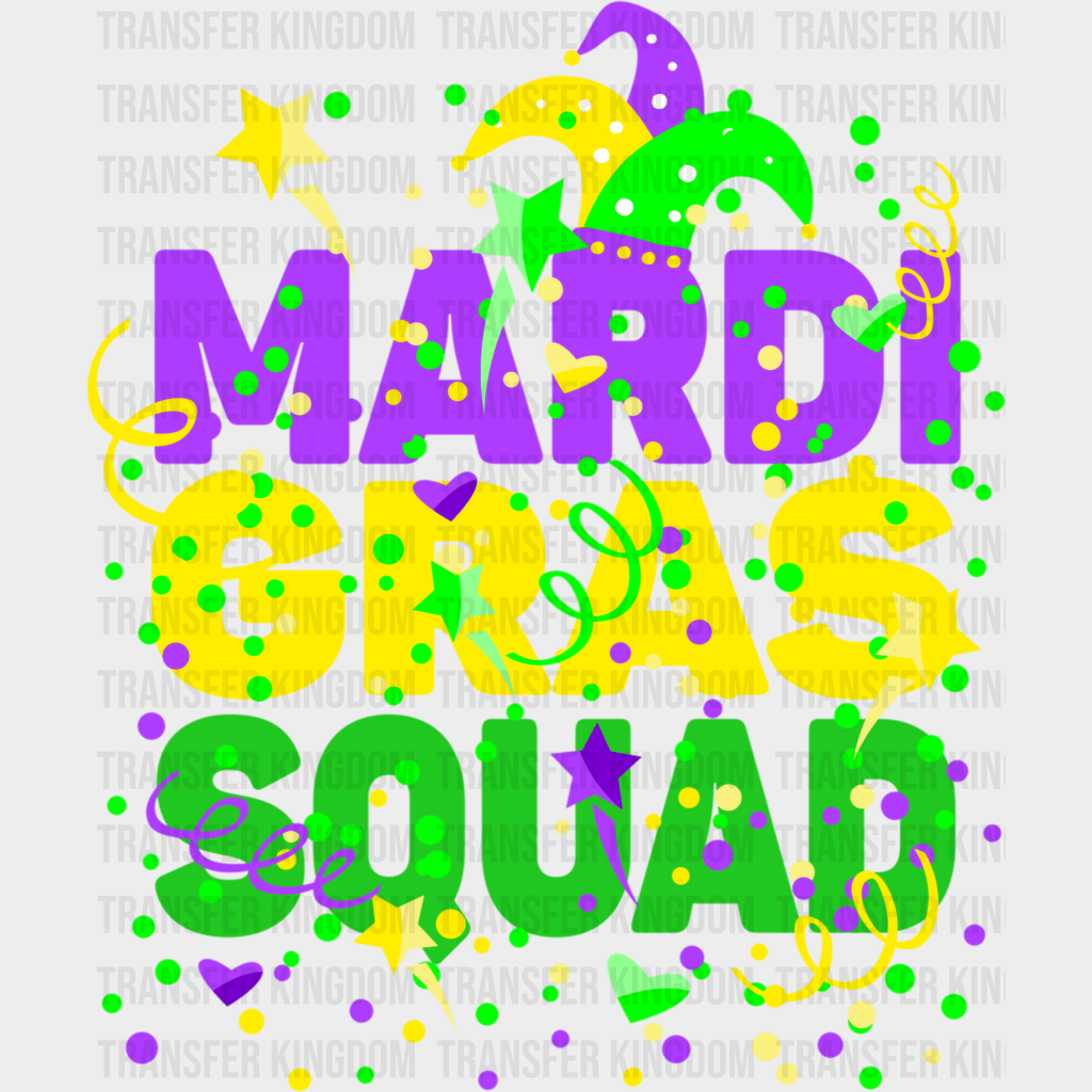 Mardi Gras Squad Design- Dtf Heat Transfer