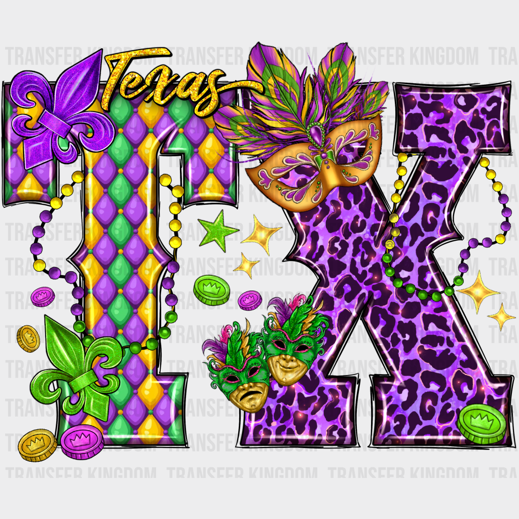 Mardi Gras Tx Design - Dtf Heat Transfer