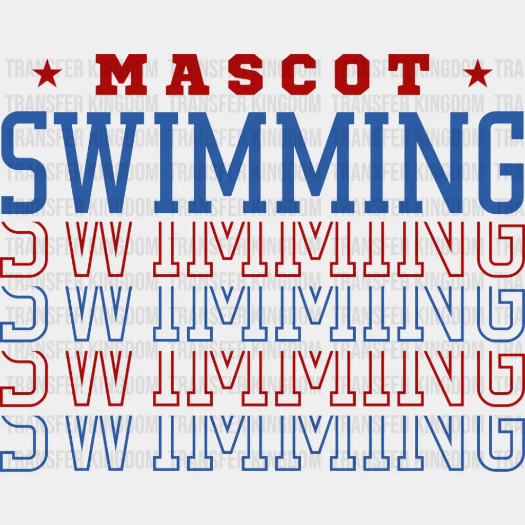 Mascot Swimming Red And Blue - Swimming DTF Transfer