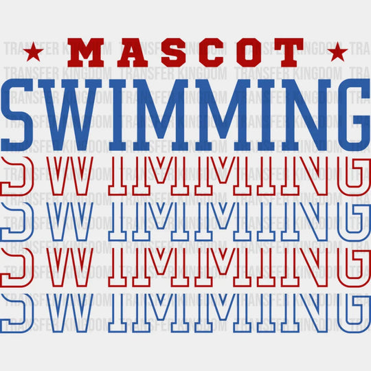 Mascot Swimming Red And Blue - Swimming DTF Transfer