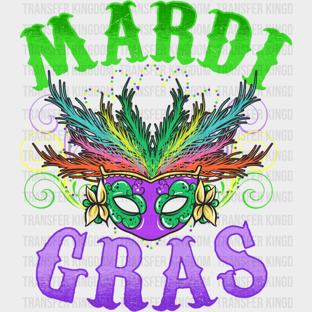 Mask Mardi Gras Design- Dtf Heat Transfer