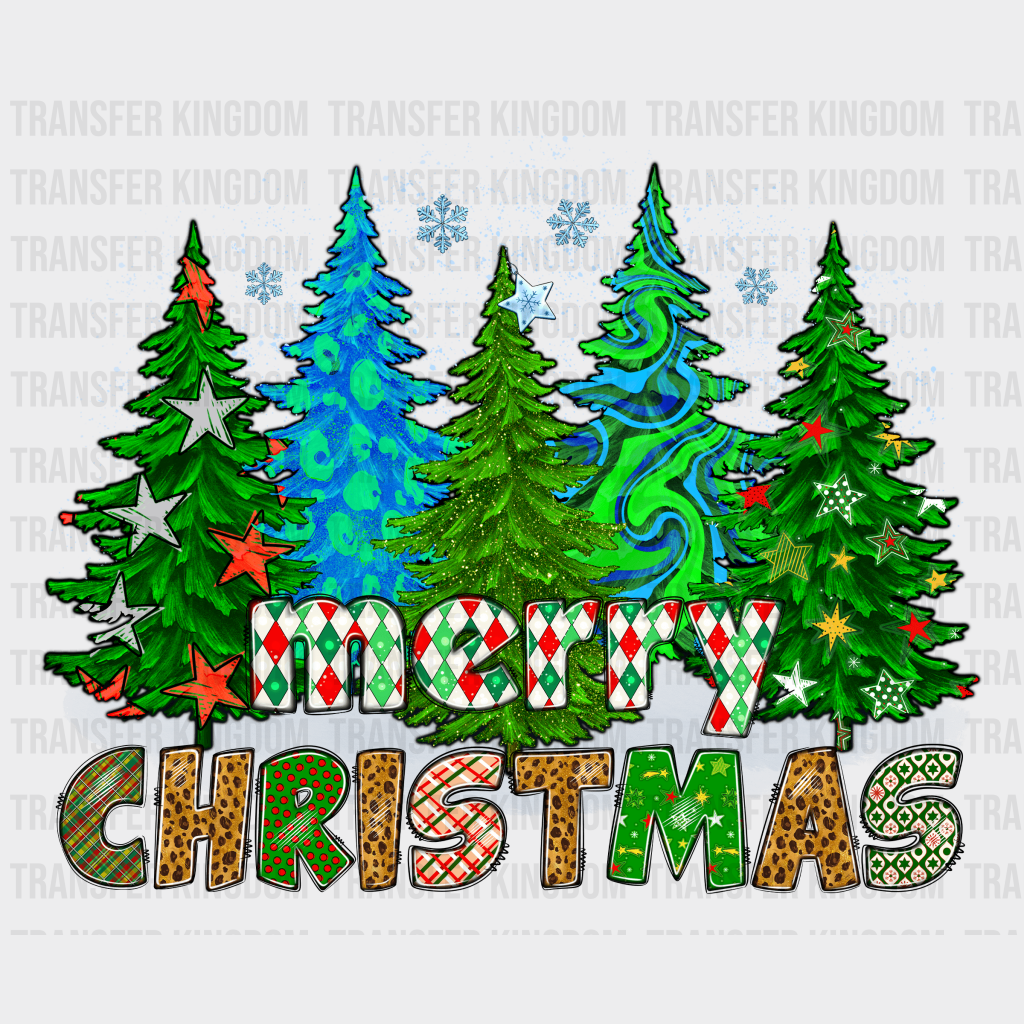Merry Christmas Trees Design - Dtf Heat Transfer