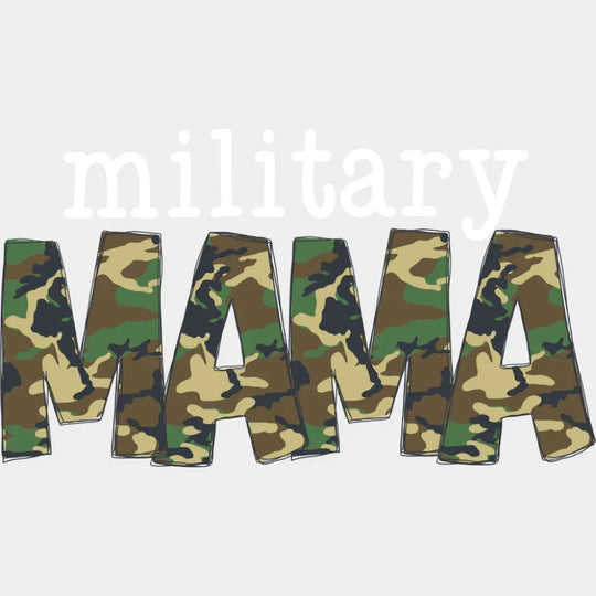 Military Mama B&W - Military DTF Transfer Adult Unisex - S & M (10’’) / Light Color Design (See Imaging)