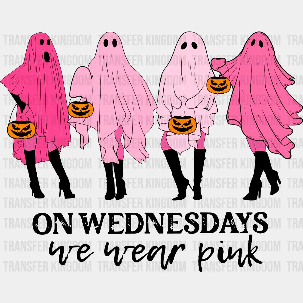 On Wednesdays We Wear Pink Halloween DTF Transfer Adult Unisex S & M (10’’) / Dark Color Design (See Imaging)
