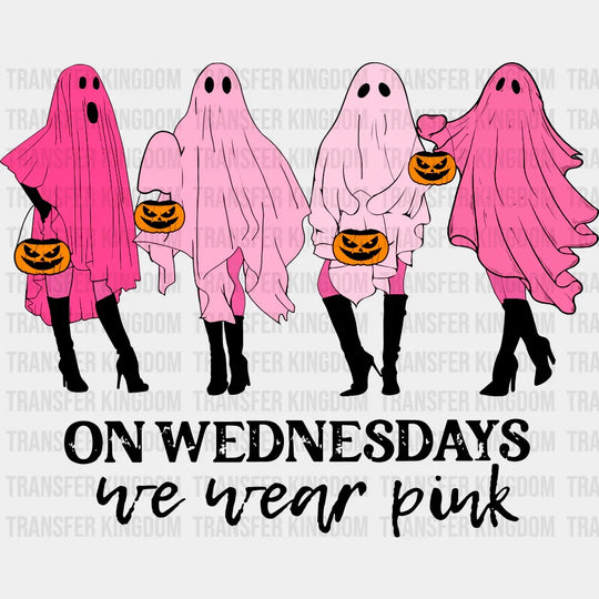 On Wednesdays We Wear Pink Halloween DTF Transfer Adult Unisex S & M (10’’) / Dark Color Design (See Imaging)