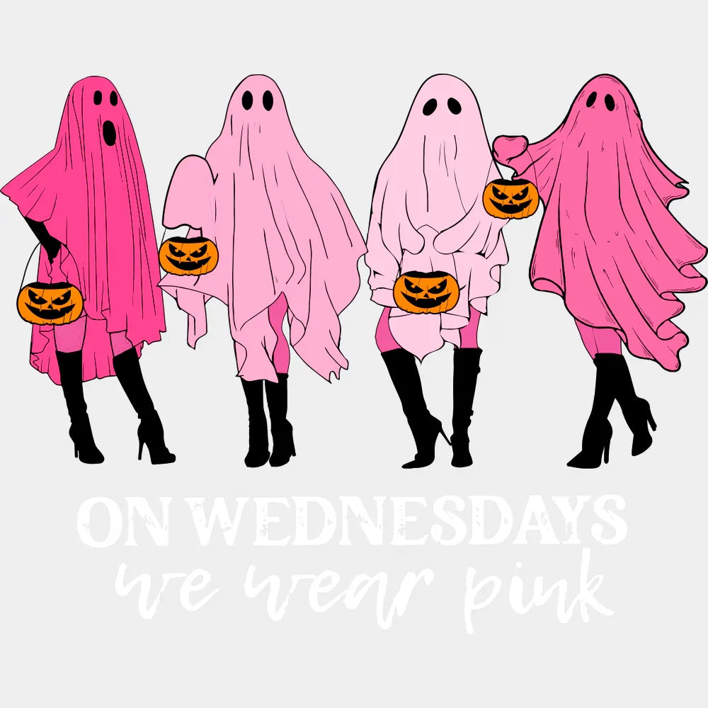 On Wednesdays We Wear Pink Halloween DTF Transfer Adult Unisex S & M (10’’) / Light Color Design (See Imaging)