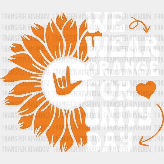 Orange For Unity Day Flower Design - Anti Bullying Iron On Dtf Transfer Unisex S & M (10’’) /