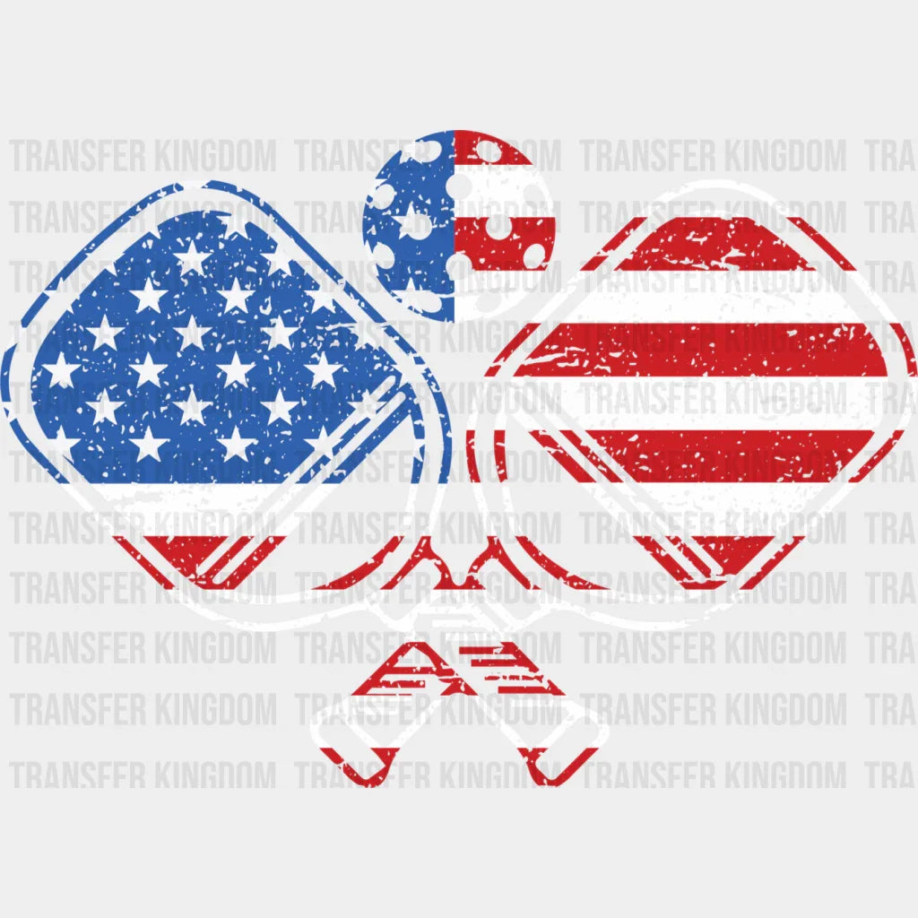 Paddle Us Flag Design - Pickleball Dtf Heat Transfer Unisex S & M (10’’) / Light Color (See Imaging)