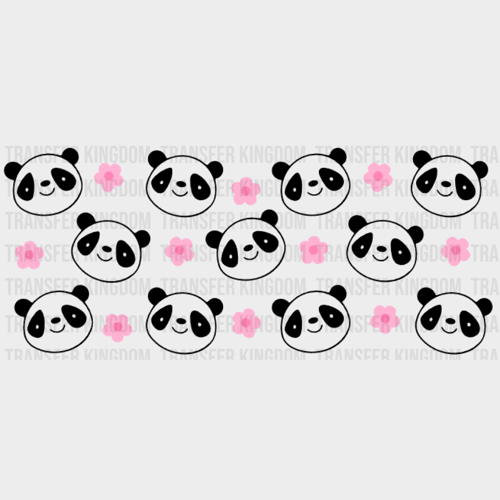 Pandas And Flowers Uv Dtf Transfer Cup Wrap Sticker