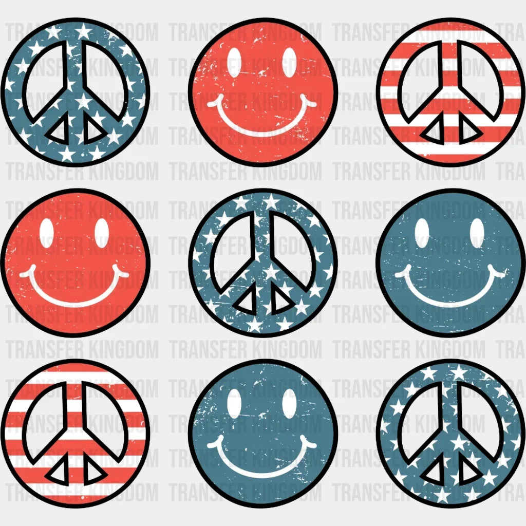 Peace And Smiley Face Symbols Dtf Transfer