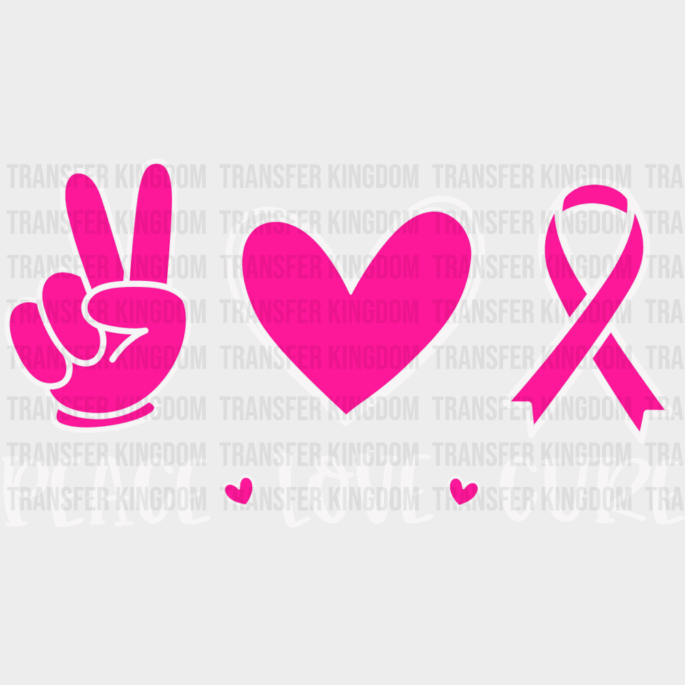 Peace Love Cure Cancer Awareness Design - Dtf Heat Transfer Unisex S & M ( 10 ) / Light Color See