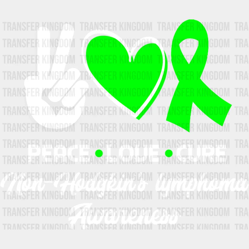 Peace Love Cure - Lymphoma Dtf Heat Transfer Unisex S & M (10’’) / Light Color Design See Imaging