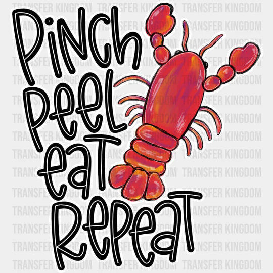 Pinch Peel Eat Repeat - Crawfish Dtf Transfer Unisex S & M (10’’) / Light Color Design See Imaging