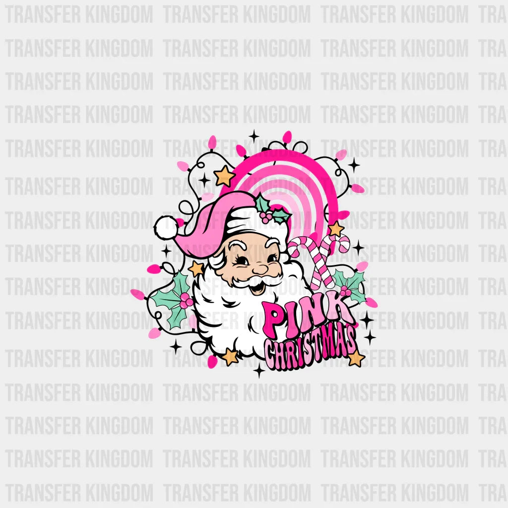 Pink Santa Christmas Design - Dtf Heat Transfer
