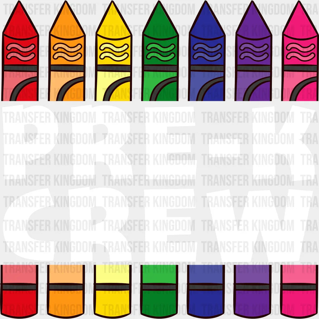 Pre-K Crew Pencil Design - Dtf Heat Transfer Unisex S & M (10’’) / Light Color See Imaging