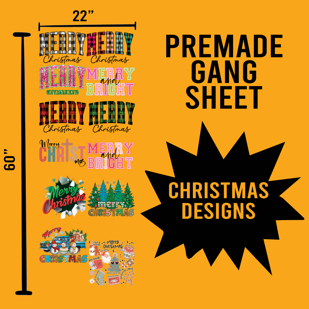 Premade Gang sheet Christmas Designs- 22X60 - Transfer Kingdom