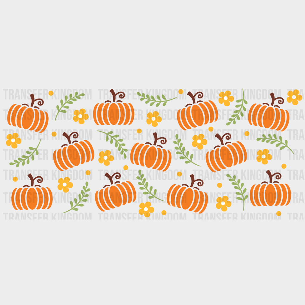 Pumpkins And Flowers Uv Dtf Transfer Cup Wrap Sticker