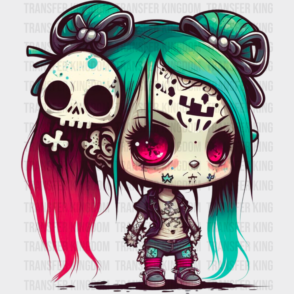 Punk Rock Sugar Skull Halloween Design - Dtf Heat Transfer