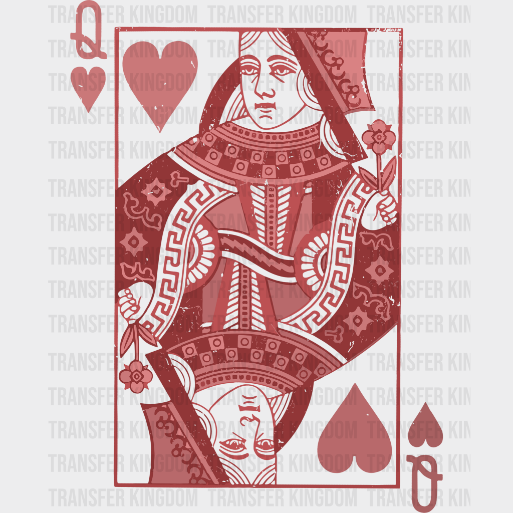 Queen Of Hearts Valentines Day Design - Dtf Heat Transfer
