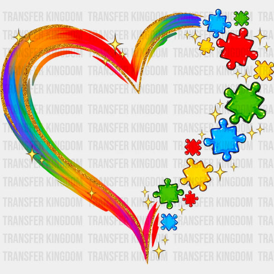 Rainbow Heart Puzzle - Autism Awareness DTF Transfer
