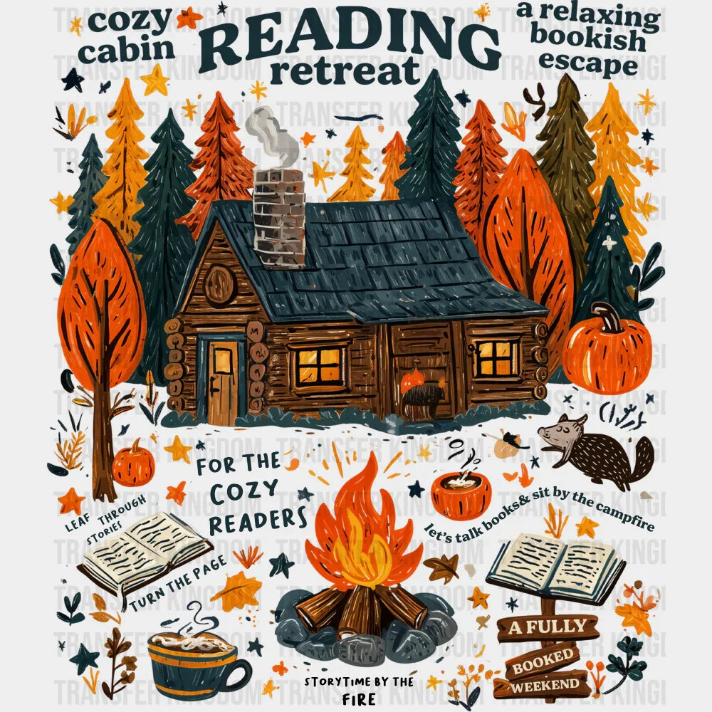 Reading Retreat - Reading DTF Transfer Adult Unisex - S & M (10’’) / Dark Color Design (See Imaging)