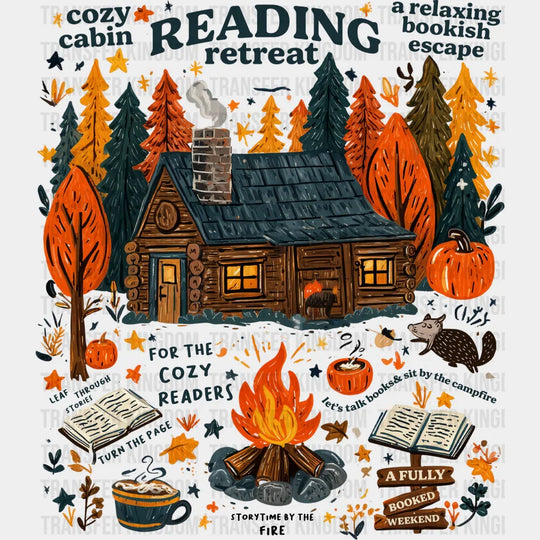 Reading Retreat - Reading DTF Transfer Adult Unisex - S & M (10’’) / Dark Color Design (See Imaging)