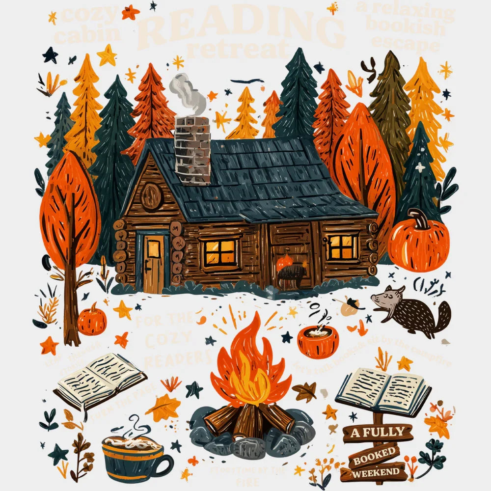 Reading Retreat - Reading DTF Transfer Adult Unisex - S & M (10’’) / Light Color Design (See Imaging)