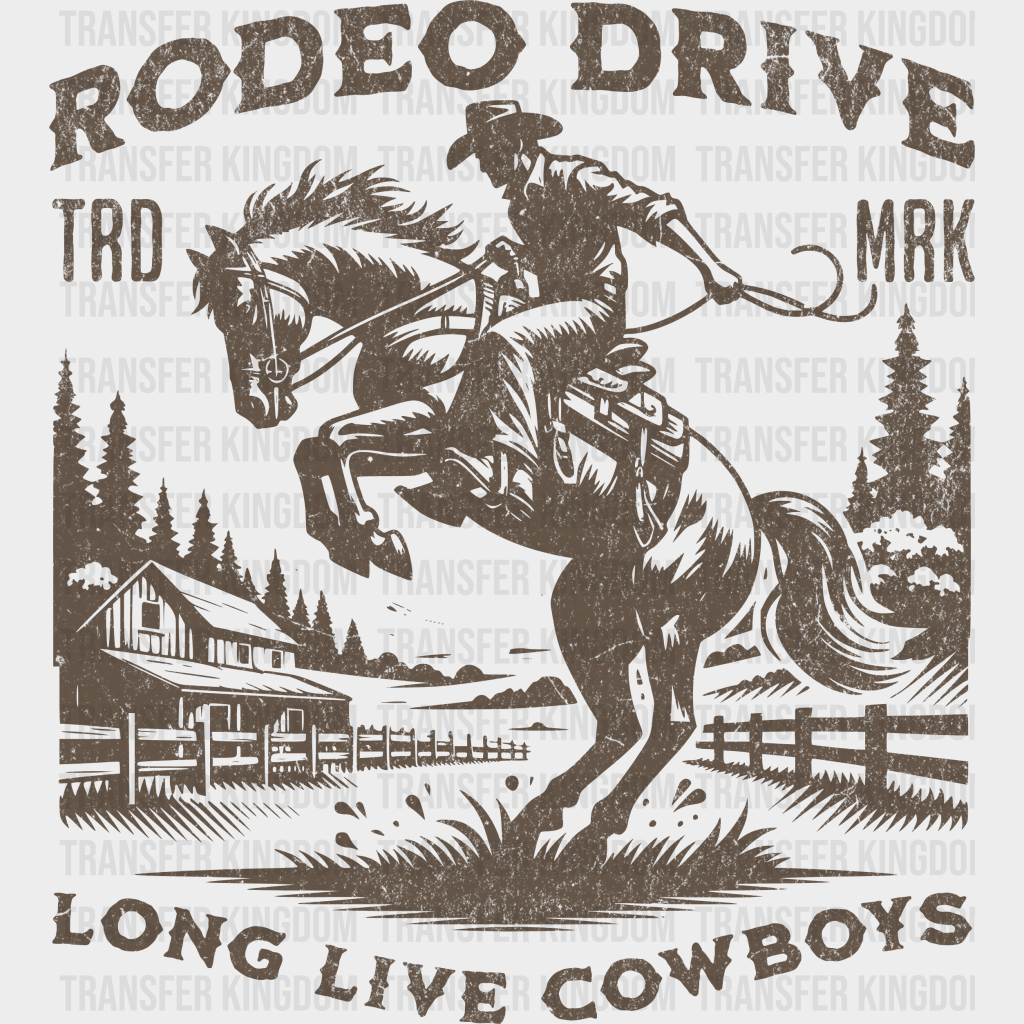 Retro Rodeo Drive Long Live Cowboys - Dtf Transfers