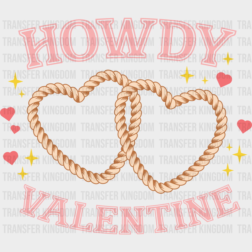 ROPE HEART HOWDY VALENTINE - DTF heat transfer - transfer-kingdom