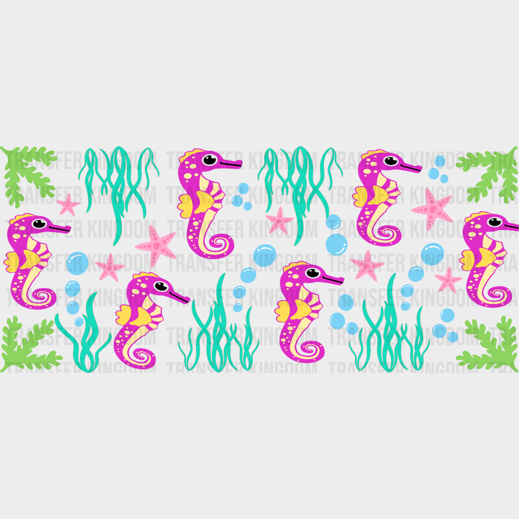 Sea Horse Uv Dtf Transfer Cup Wrap Sticker