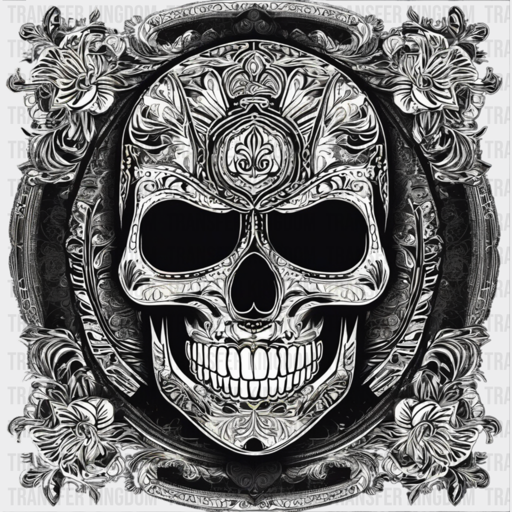 Silver Skull Halloween Design - Dtf Heat Transfer