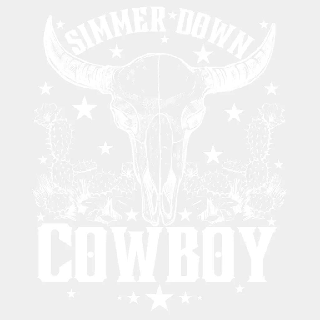 Simmer Down Cowboy Bull Skull Design - Dtf Heat Transfer