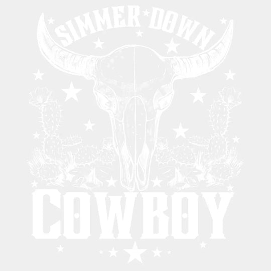 Simmer Down Cowboy Bull Skull Design - Dtf Heat Transfer