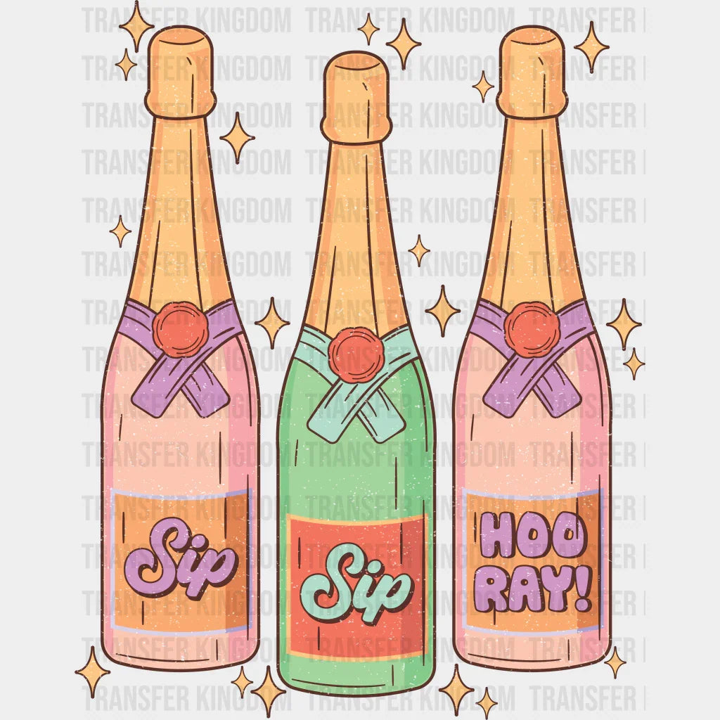 Sip Hoo Ray! Champagne Design - New Year Dtf Heat Transfer