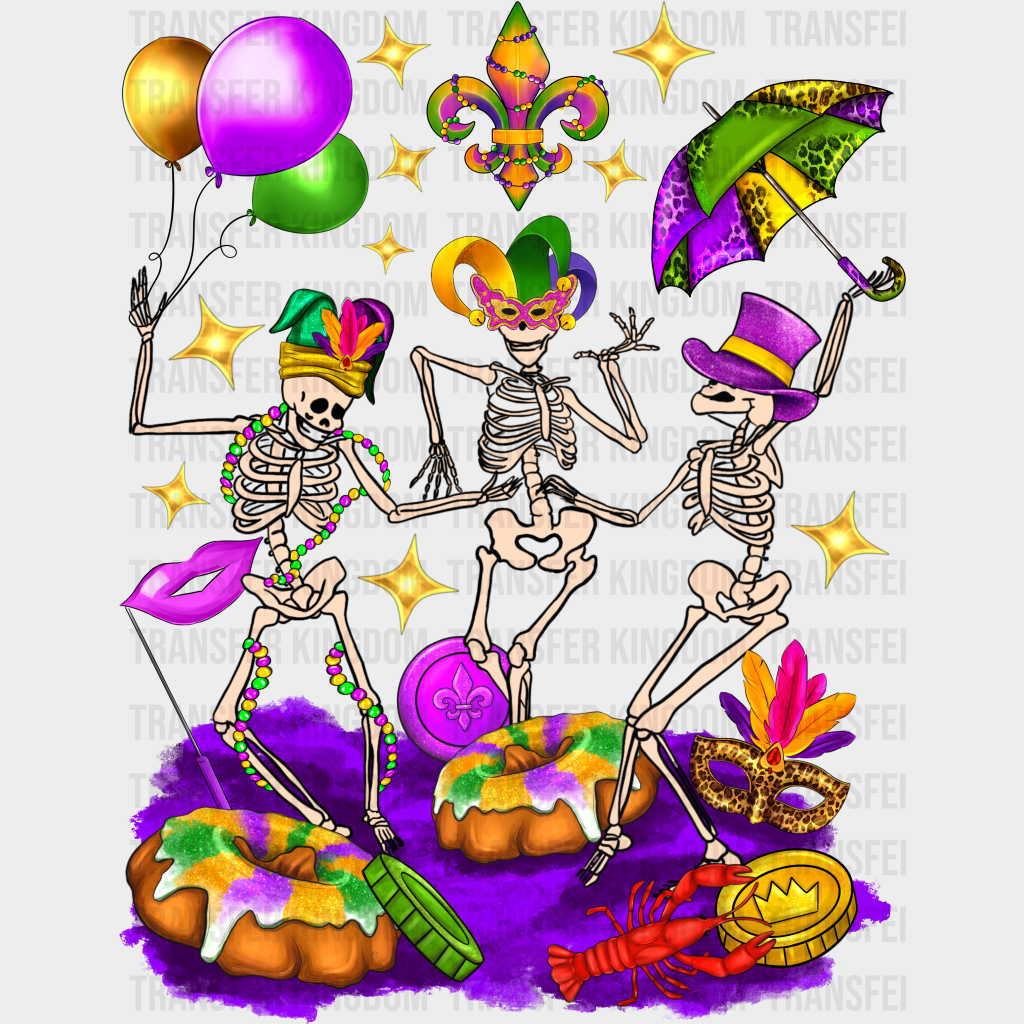 Skeletons - Mardi Gras Dtf Heat Transfer
