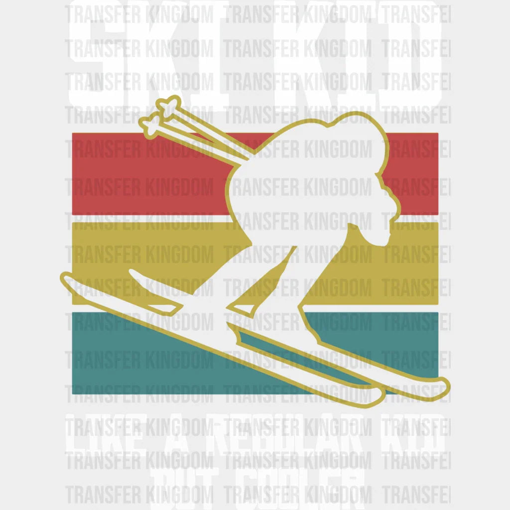 Ski Kid - Skiing Dtf Heat Transfer Unisex S & M (10’’) / Light Color Design (See Imaging)