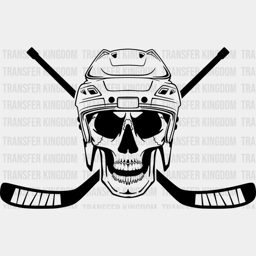 Skull Hockey Design - Dtf Heat Transfer Unisex S & M (10’’) / Dark Color (See Imaging)