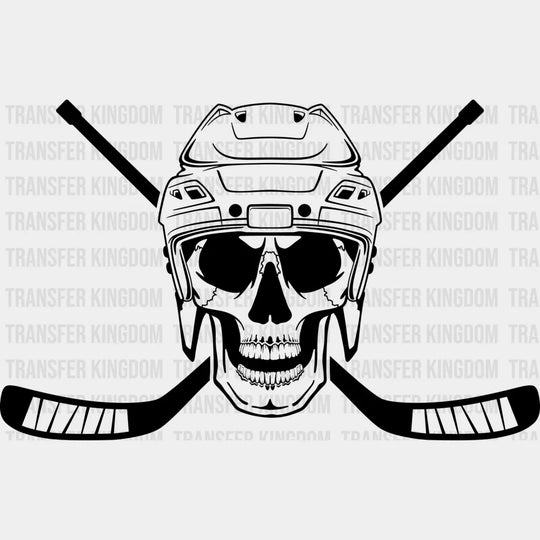Skull Hockey Design - Dtf Heat Transfer Unisex S & M (10’’) / Dark Color (See Imaging)