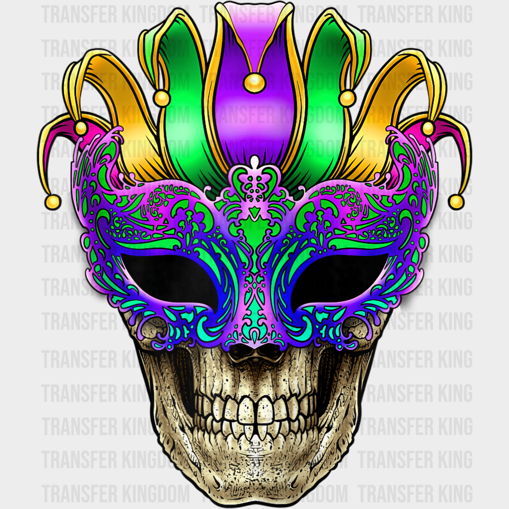 Skull Mardi Gras Design- Dtf Heat Transfer