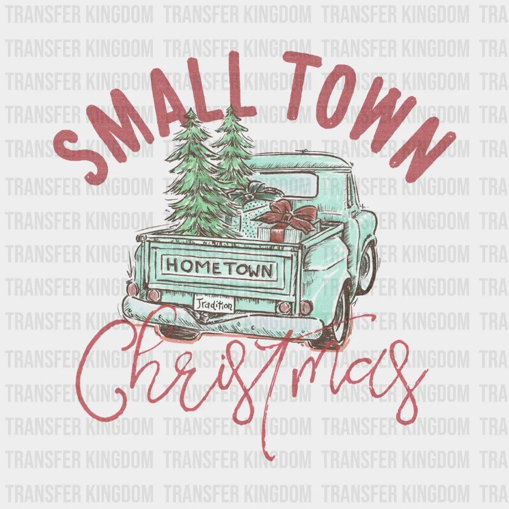 Small Town Christmas Truck Tree Design - Dtf Heat Transfer